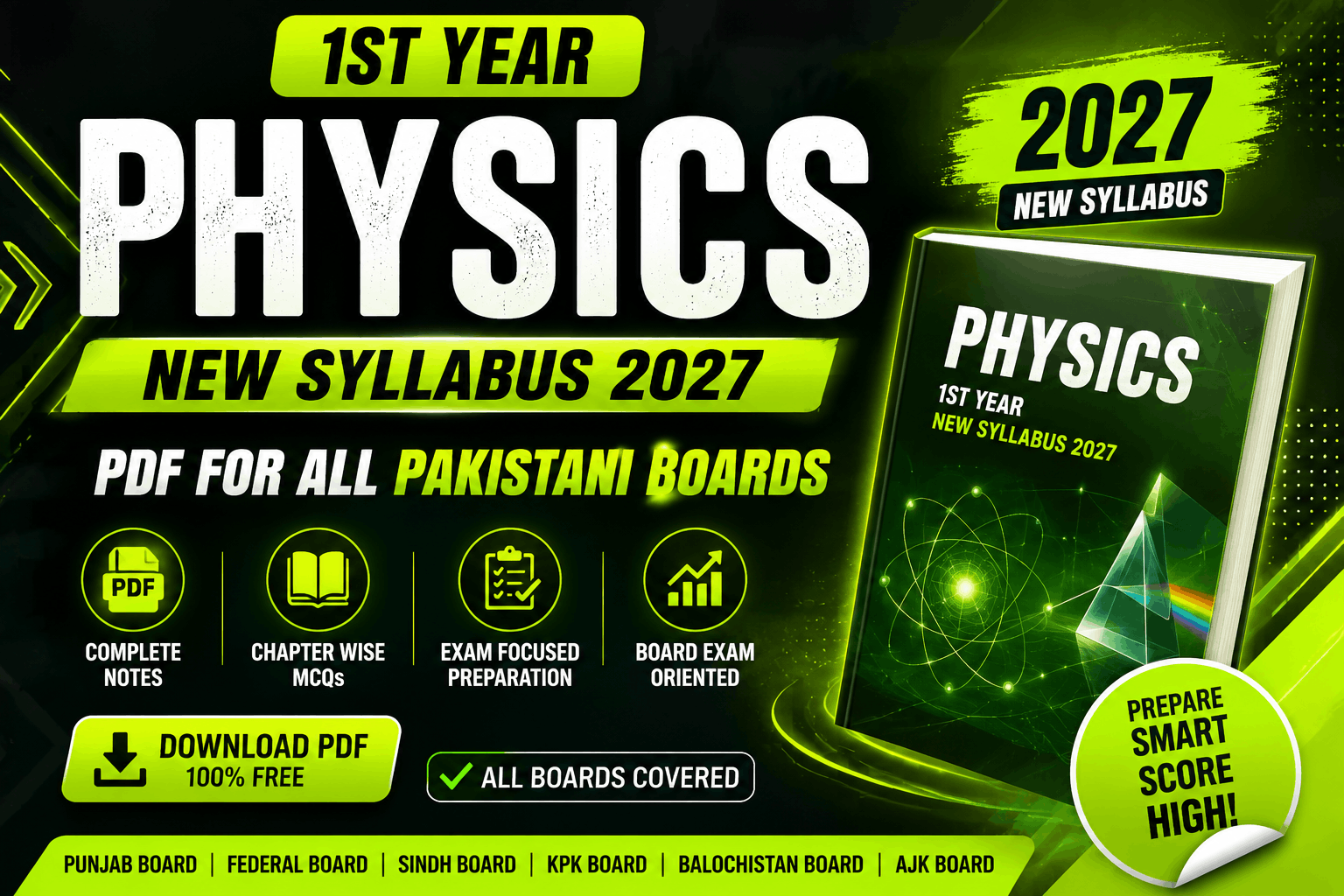 this image describe 1st Year Physics New Syllabus 2027 PDF for All Pakistani Boards